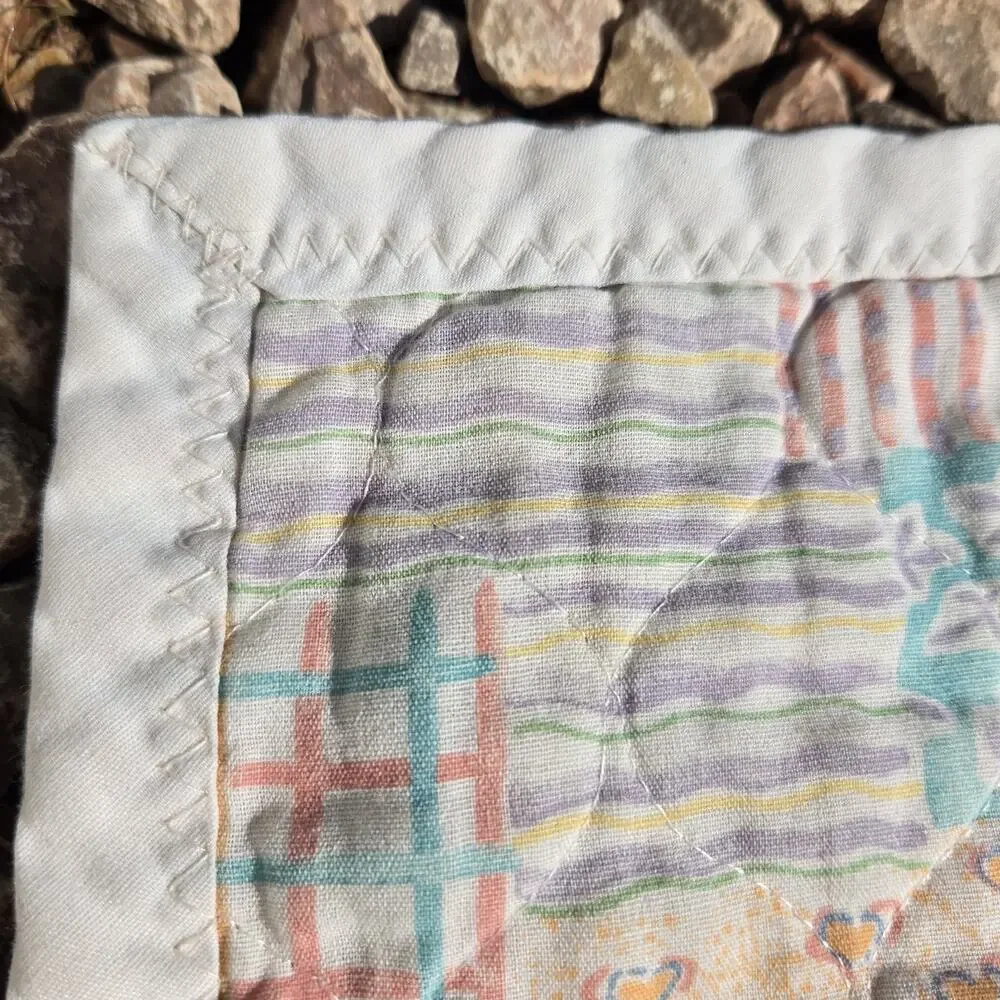 Vintage Baby Quilt Soft Pastel Colors‎ Nursery Cottagecore Approx. 42